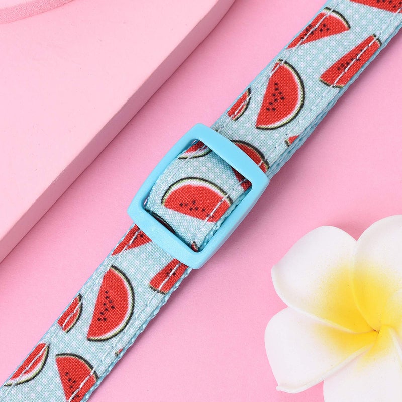 Mile High Life | Girl Dog Collars | Cute Bowtie Dog Collar | Soft Poly Cotton Fabric Collars for Small Dogs | Flower & Fruit Pattern(Watermelon, Collar & Bowtie-XS) - Image 4